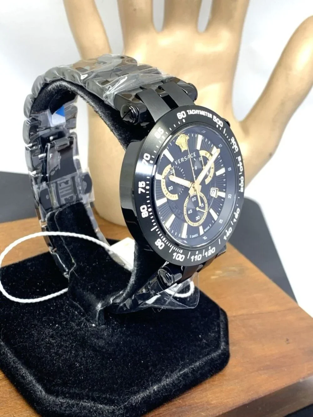 Versace V-Race Men's Watch VEJB00722 Chronograph Swiss Quartz Black Steel 46mm